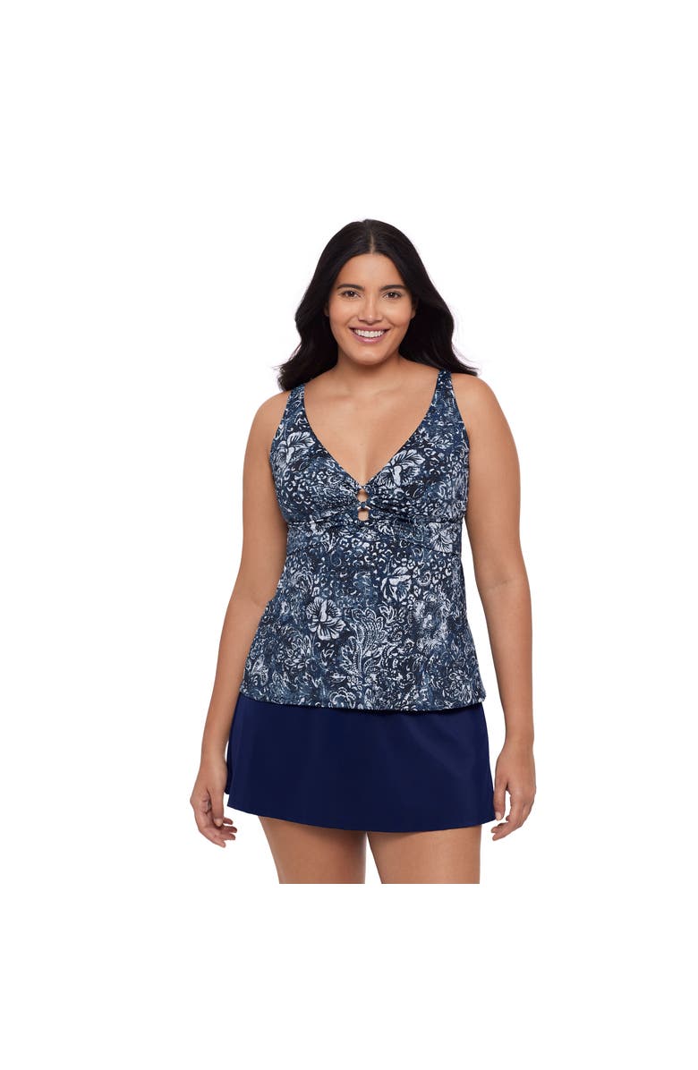 Trimshaper Molly Double Ring Tankini Swimsuit Top, Alternate, color, Flora & Fauna