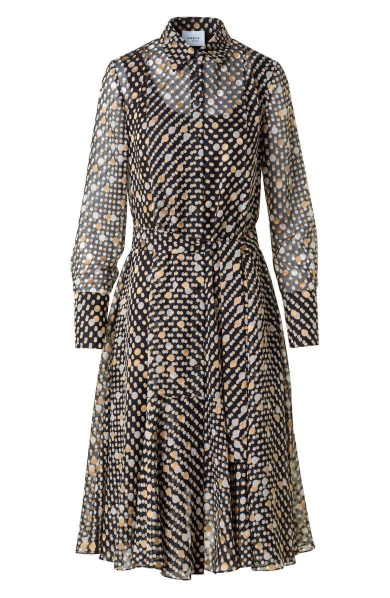 Akris punto Polka Dot Long Sleeve Devoré Shirtdress, Alternate, color, Black-Multicolor