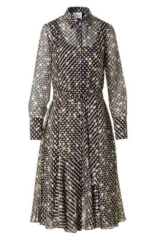 Akris Punto Polka Dot Long Sleeve Devoré Shirtdress In Multi