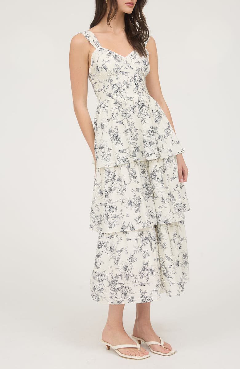 AUGUST SKY Tiered Midi Sundress, Alternate, color, Cream