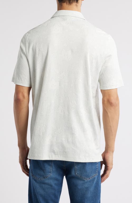 Johnston & Murphy Paisley Jacquard Polo In Light Gray