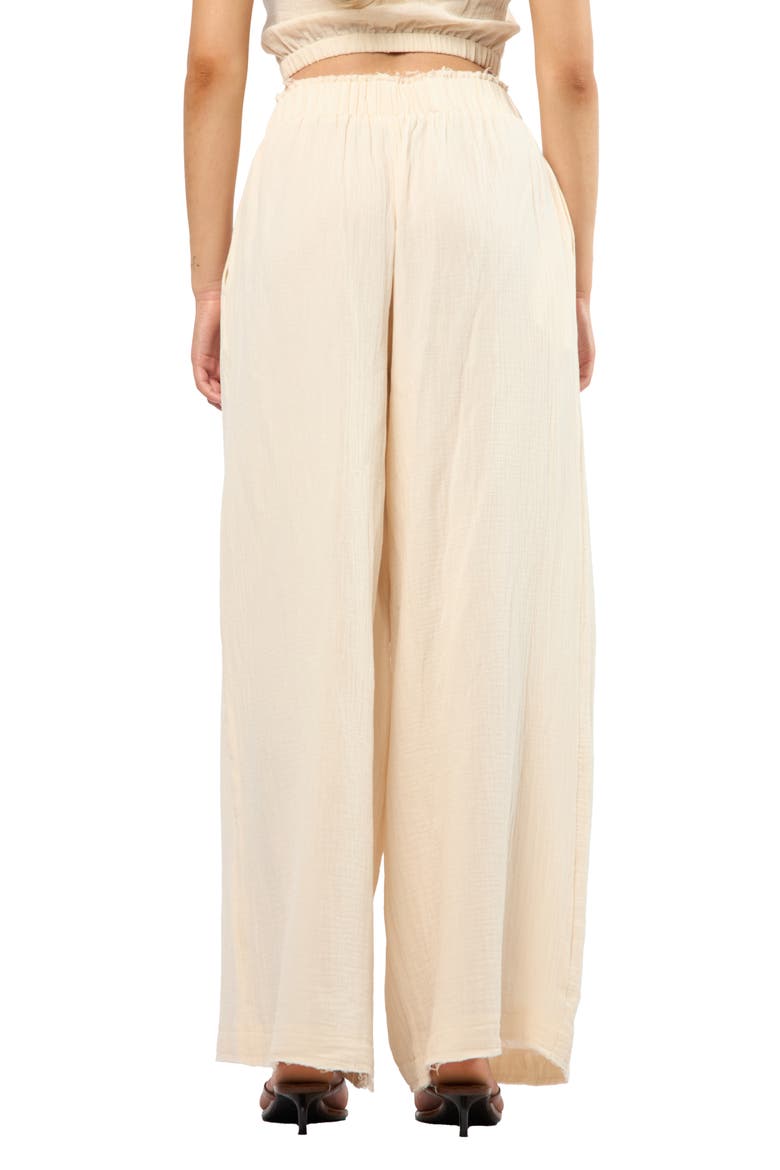 Crinkle Cotton Gauze Wide Leg Pants, Alternate, color, CREAM