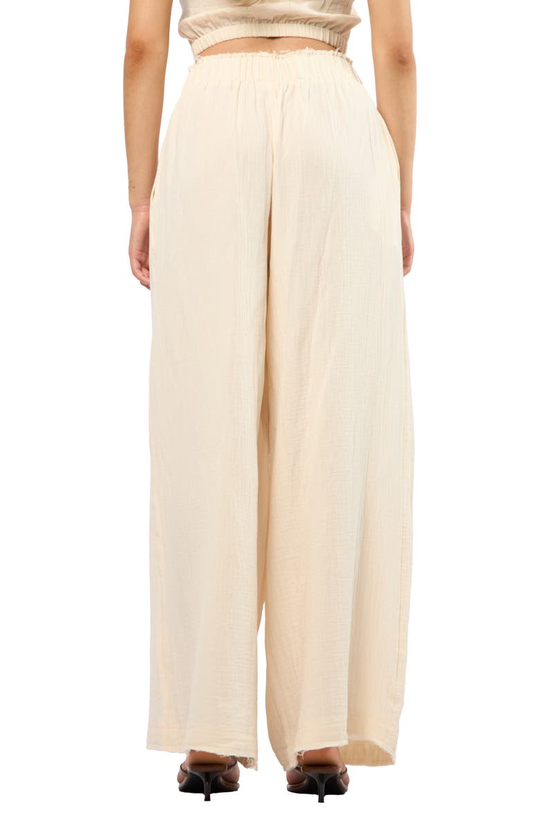 Viens Avec Moi Crinkle Cotton Gauze Wide Leg Pants, Alternate, color, Cream