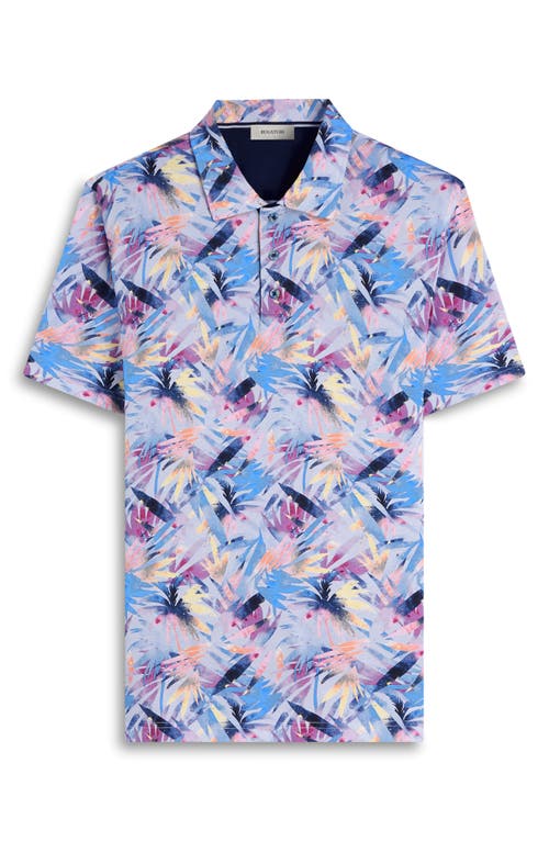 Bugatchi Hendrix Digital Abstract Palm Print Pima Cotton Polo In Blue