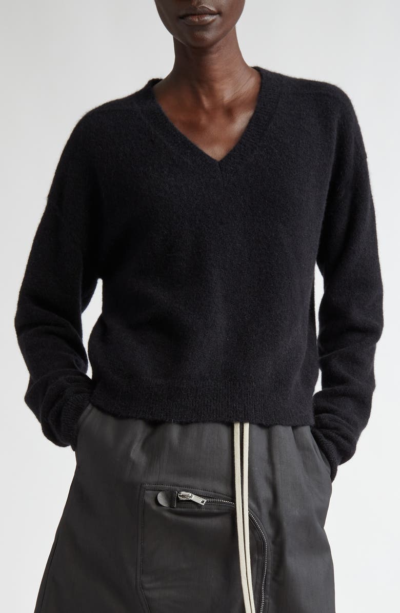 Rick Owens Tommy Alpaca & Wool Blend V-Neck Sweater, Main, color, 