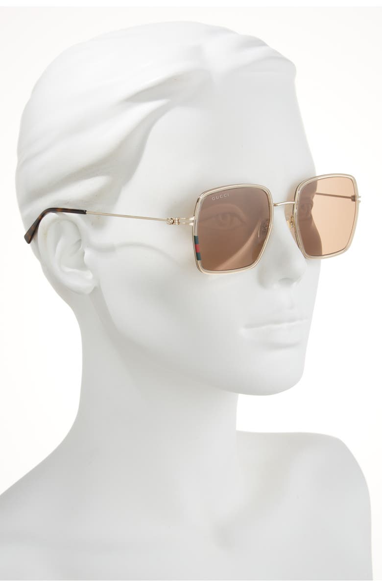Gucci 52mm Square Sunglasses, Alternate, color, Beige