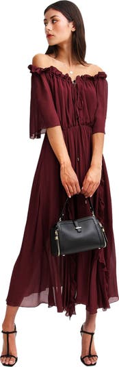 Texture Puff Sleeve Maxi Dress