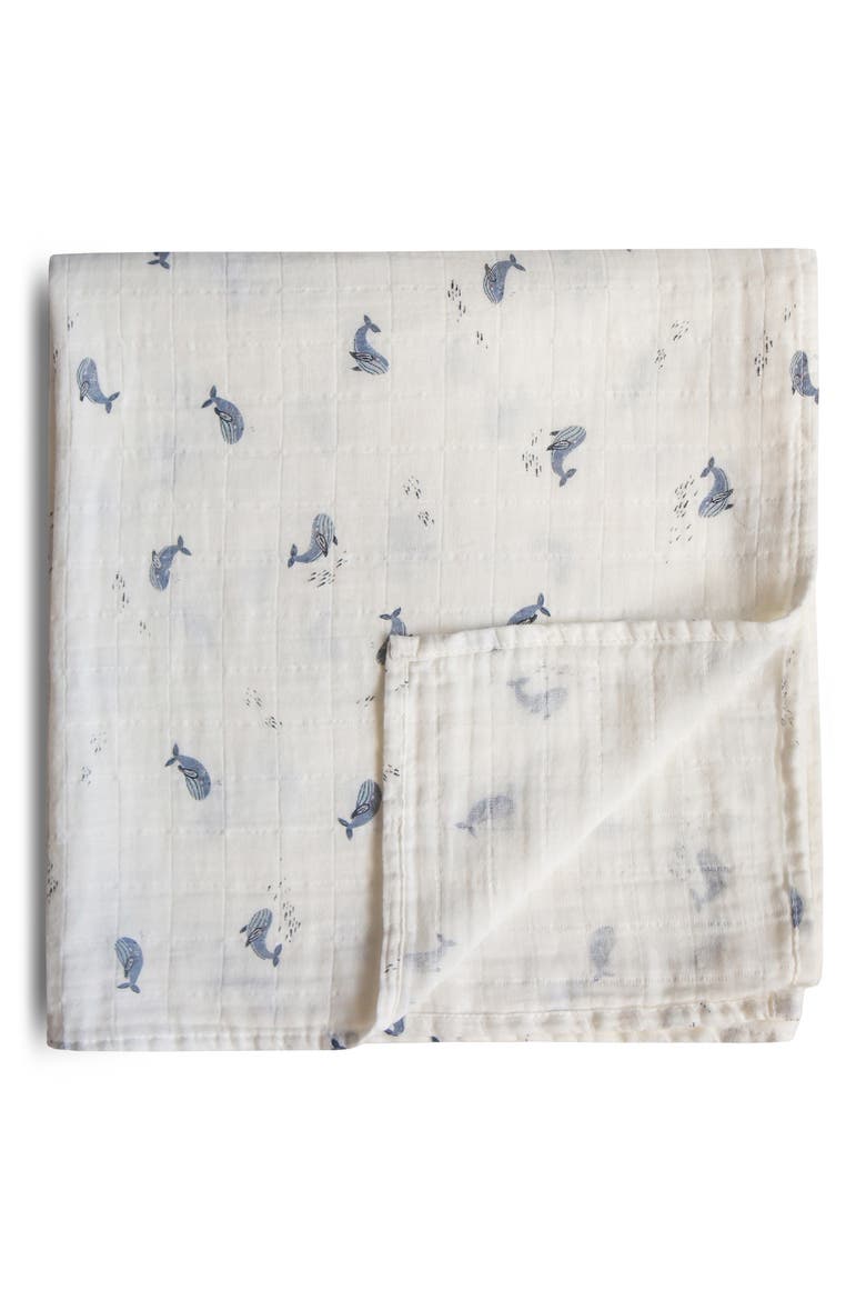 Muslin Swaddle Blanket, Main, color, WHALES
