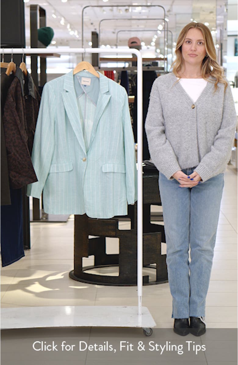 Pinstripe One-Button Blazer, sales video thumbnail