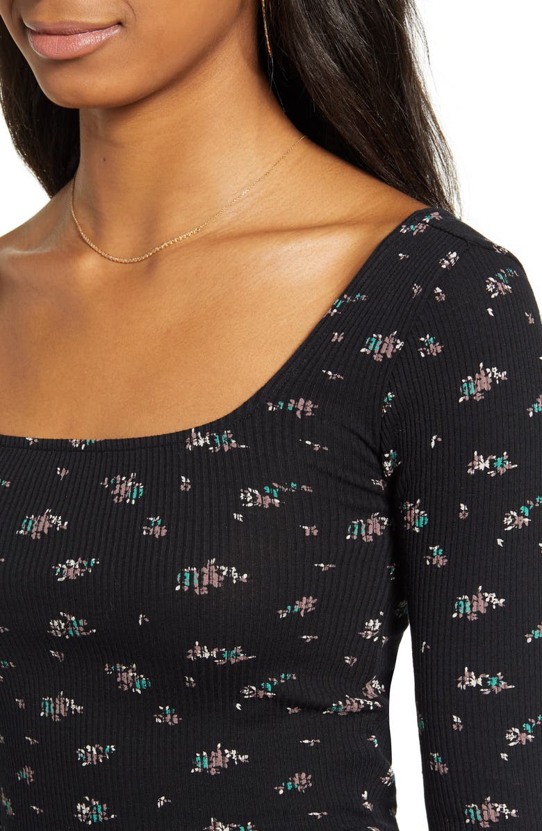 BDG Urban Outfitters Ditsy Print Ribbed Top, Alternate, color,
