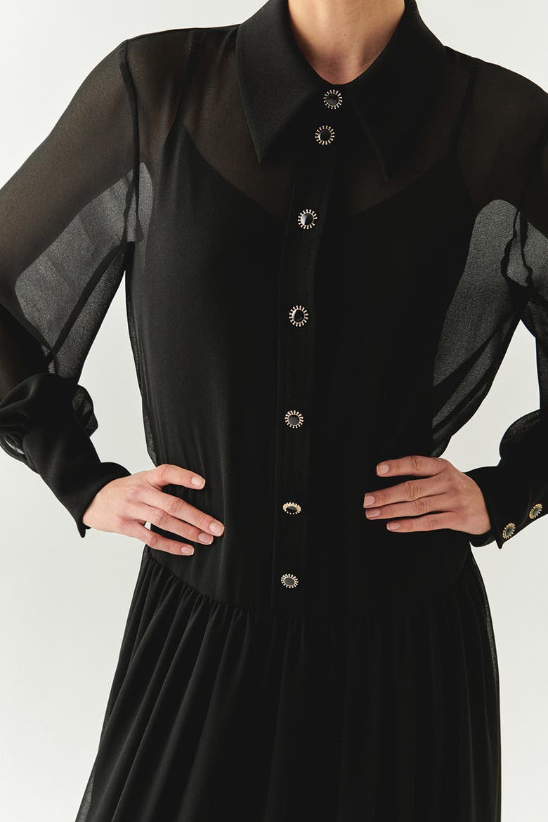 Birdie Midi Dress, Alternate, color, BLACK