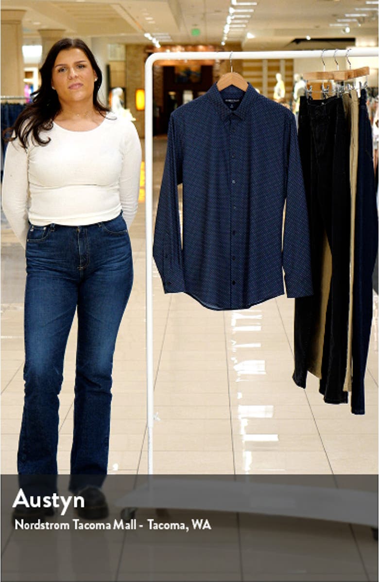 Leeward Dot Print Stretch Performance Button-Up Shirt, sales video thumbnail