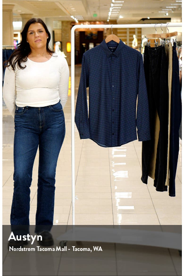 Leeward Dot Print Stretch Performance Button-Up Shirt video