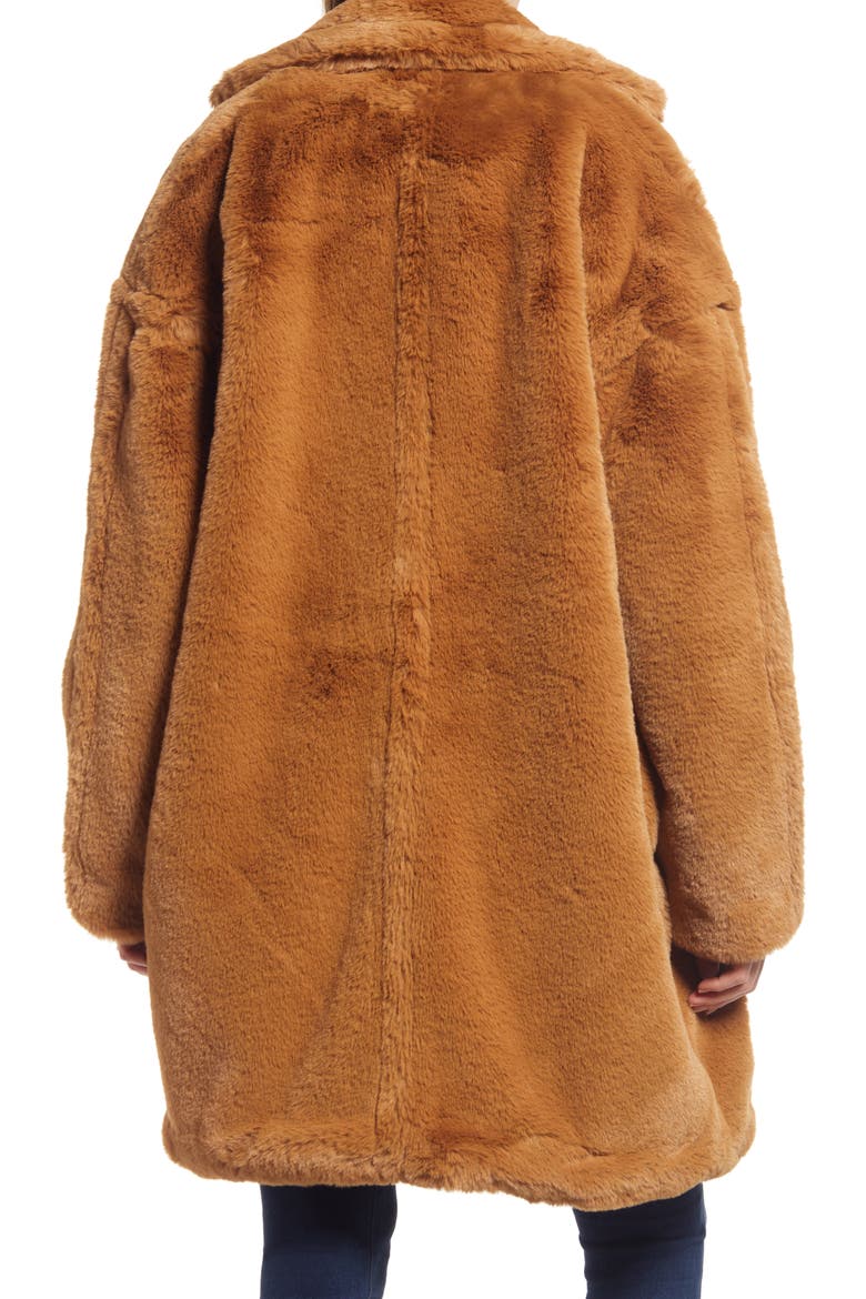 Annabette Faux Fur Maternity Coat, Alternate, color, TOBACCO