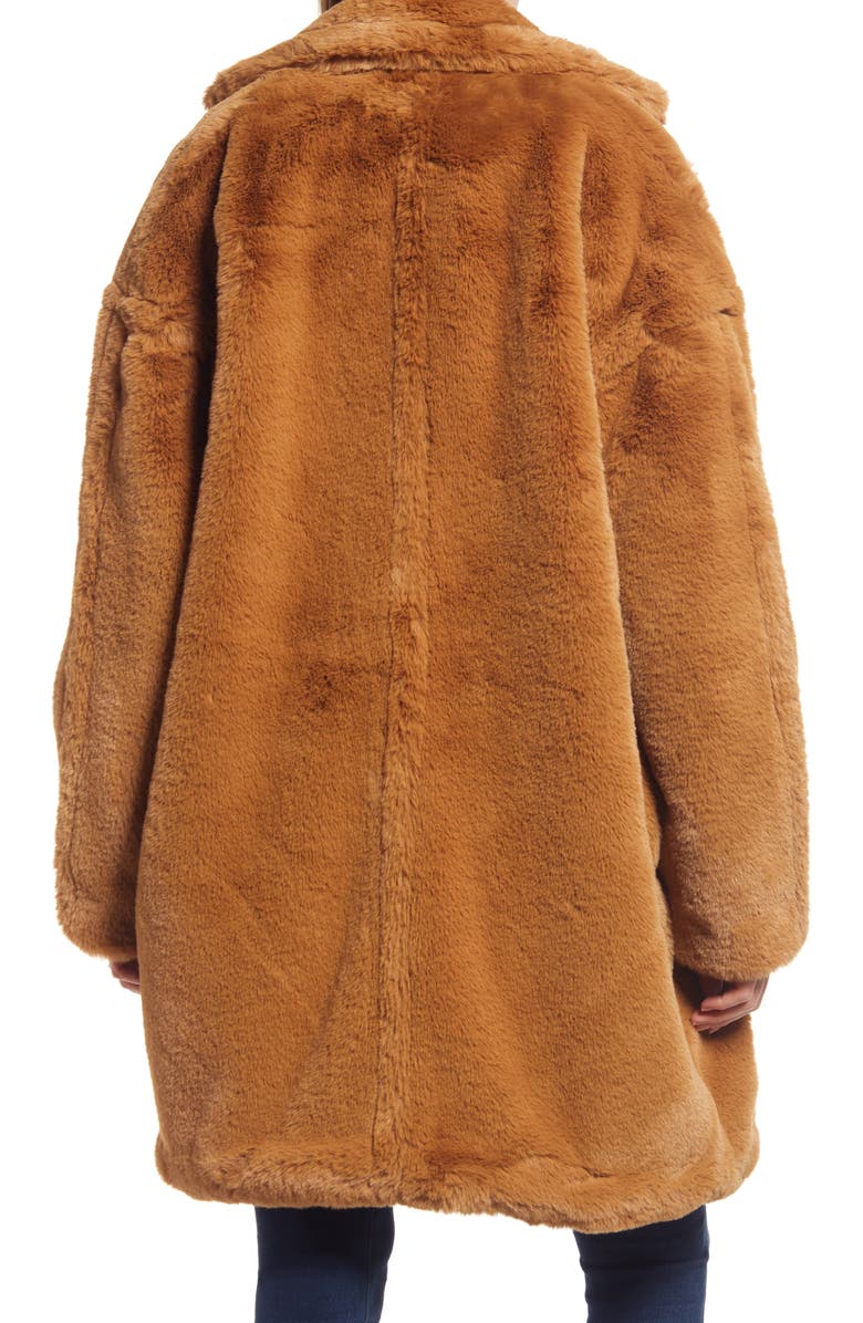 Emilia George Annabette Faux Fur Maternity Coat, Alternate, color, Tobacco