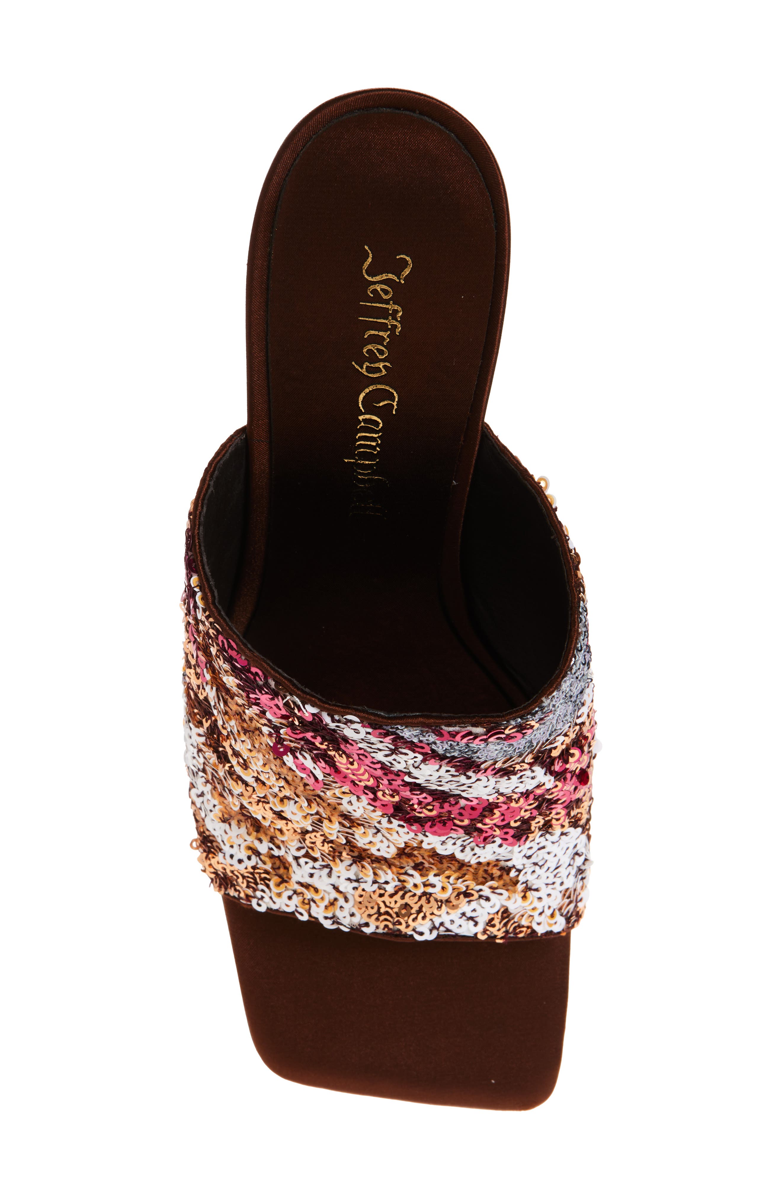 Jeffrey Campbell Aura Wedge Slide Sandal, Alternate, color, Brown Satin Combo