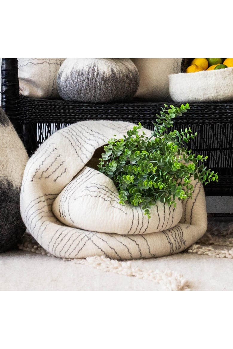 White Ghana Wool Linear Basket - Set of 2, Alternate, color, White