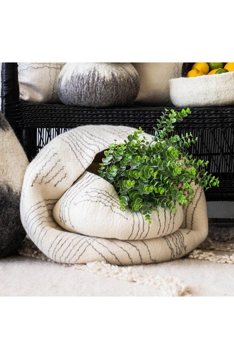kanju Interiors White Ghana Wool Linear Basket, Alternate, color, White - Large