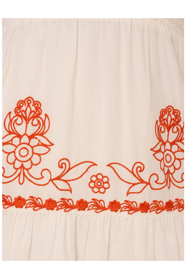 Embroidered Smocked Waist Cotton Maxi Dress, Alternate, color, IVORY/ RED MULTI