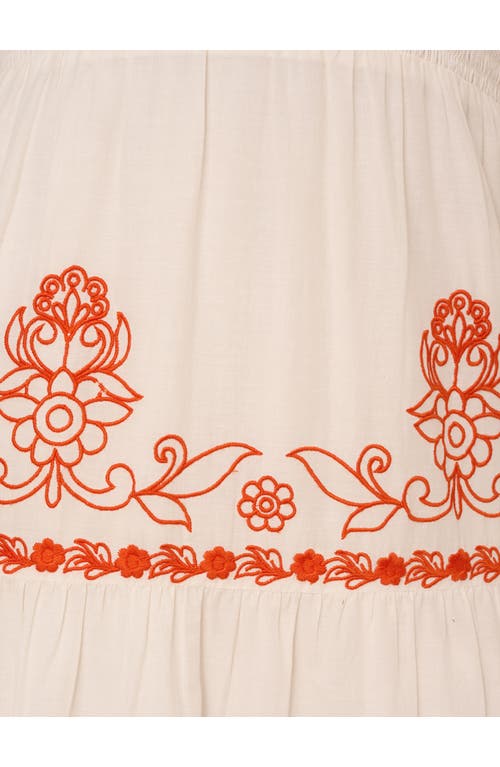ADRIANNA PAPELL ADRIANNA PAPELL EMBROIDERED SMOCKED WAIST COTTON MAXI DRESS