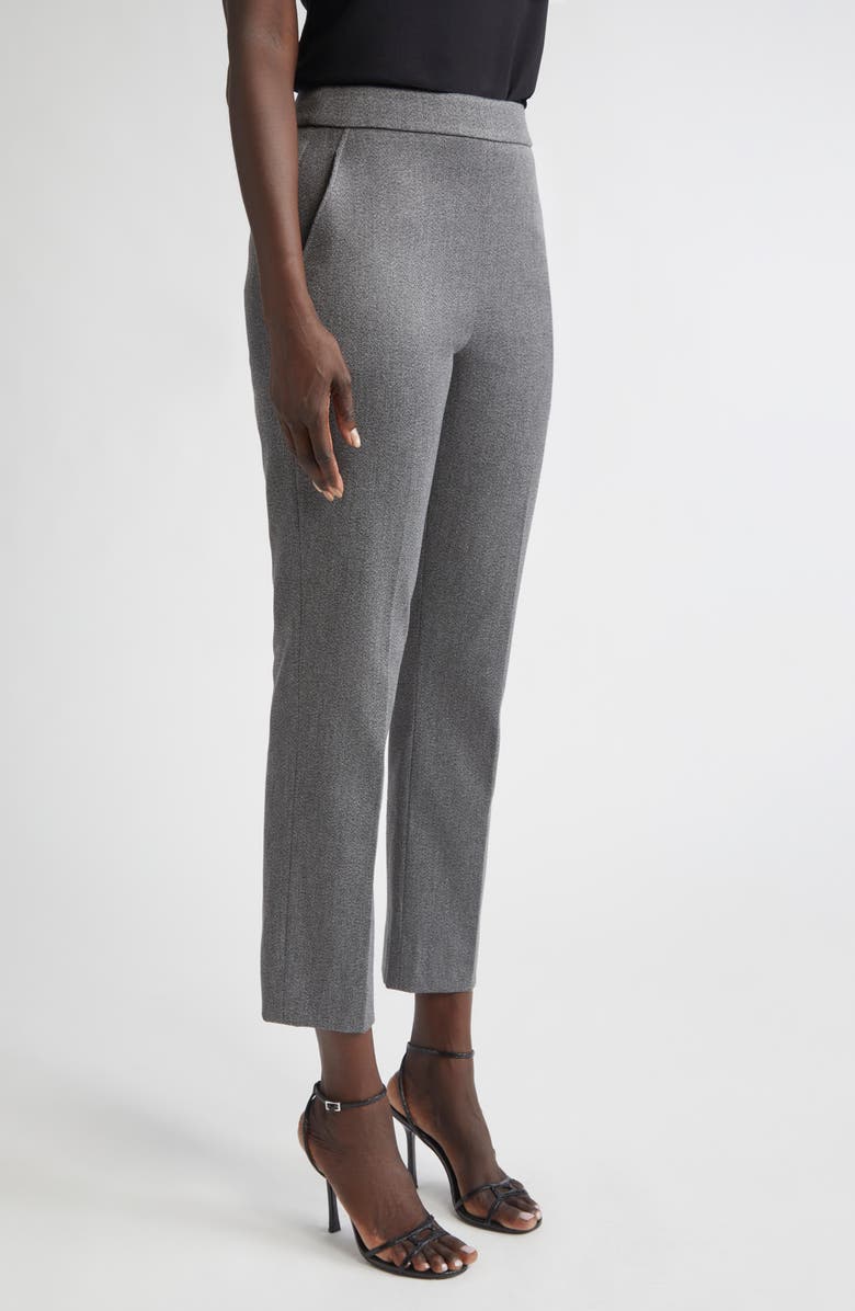 ST. JOHN Emma Mélange Stretch Twill Crop Pants, Alternate, color, Medium Grey Melange