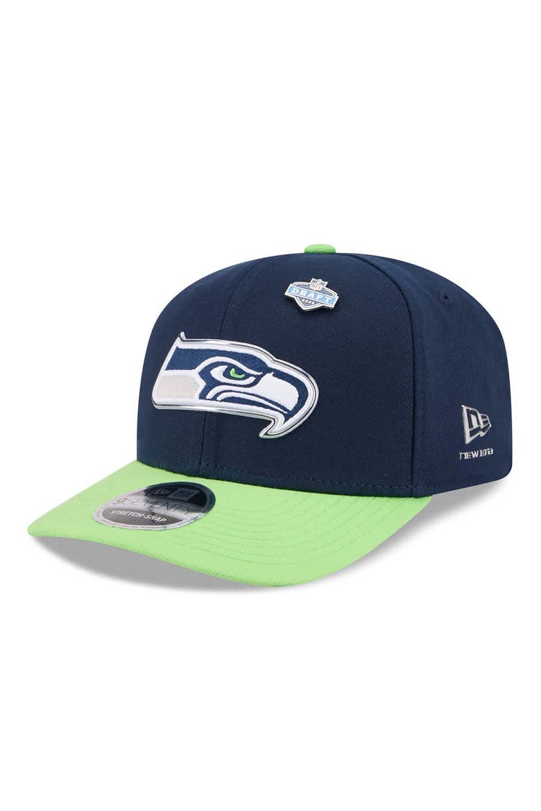 Men's New Era  College Navy/Neon Green Seattle Seahawks 2026 NFL Draft 9SEVENTY Adjustable Hat, Main, color, College Navy