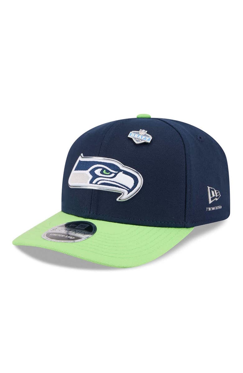 New Era Men's New Era  College Navy/Neon Green Seattle Seahawks 2026 NFL Draft 9SEVENTY Adjustable Hat, Main, color, College Navy