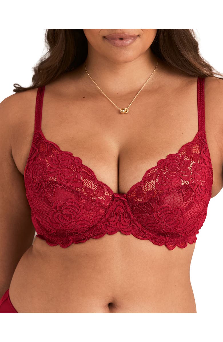 Adore Me London Unlined Full Coverage Bra, Alternate, color, Dark Red