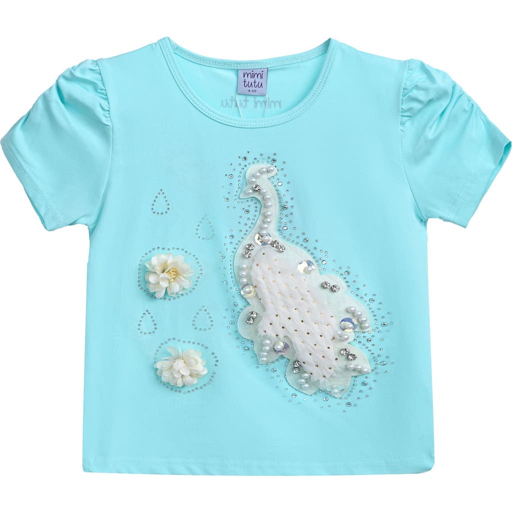 Mimi Tutu Peacock-appliqué T-shirt In Blue