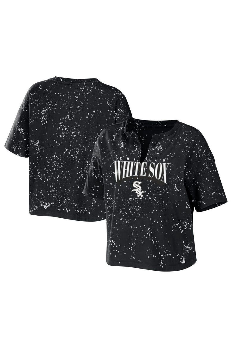 Women's WEAR by Erin Andrews Black Chicago White Sox Notch Neck Tie-Dye T-Shirt, Alternate, color, Black