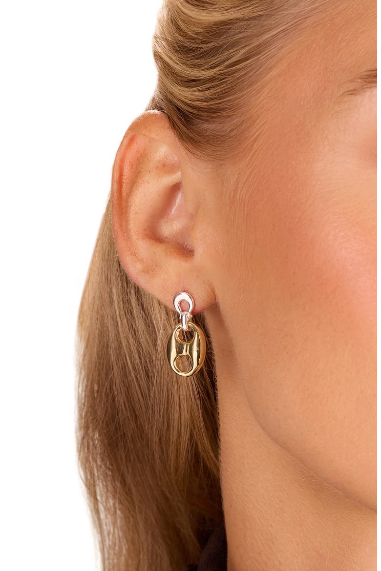 2-Tone Horsebit Drop Earrings, Alternate, color, SILVER