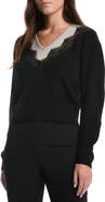 Laundry by Shelli Segal Lace Trim V-Neck Sweater