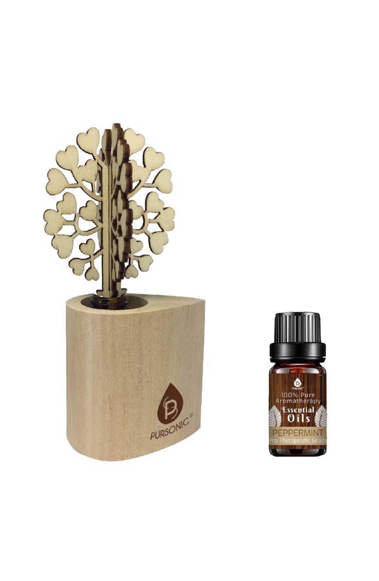 PURSONIC 3D Tree Reed Diffuser with 100% Pure Peppermint Essential Oil, Main, color,