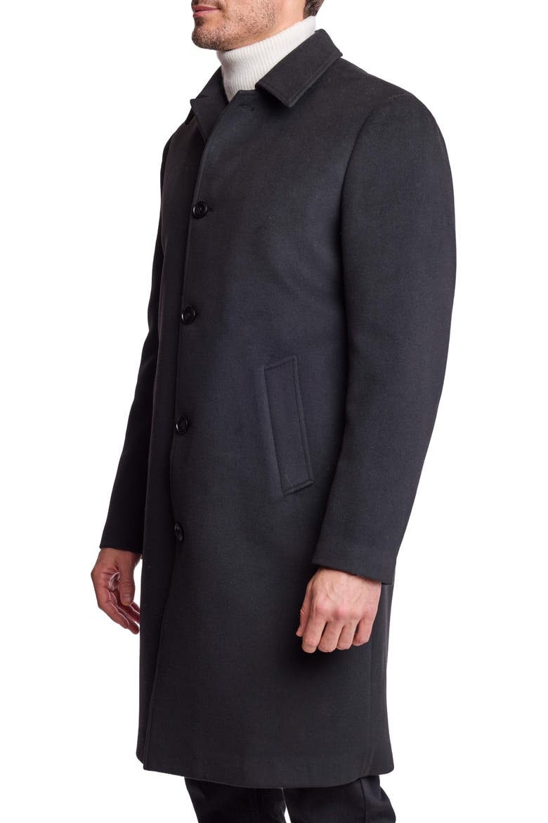 Slash Pocket Stretch Slim Fit Overcoat, Alternate, color, BLACK