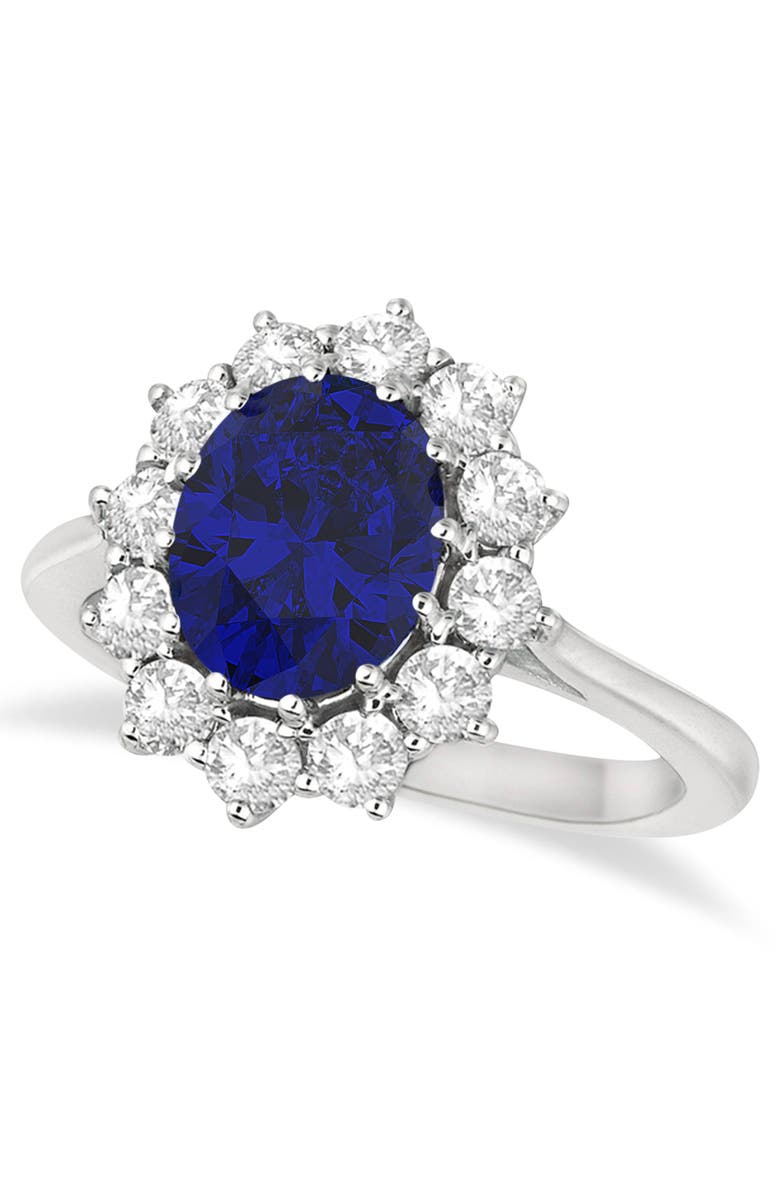 ALLUREZ Oval Lab Blue Sapphire & Diamond Accented Ring 14k, Main, color, 3.60Ct/White Gold