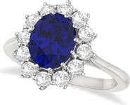 ALLUREZ Oval Lab Blue Sapphire & Diamond Accented Ring 14k