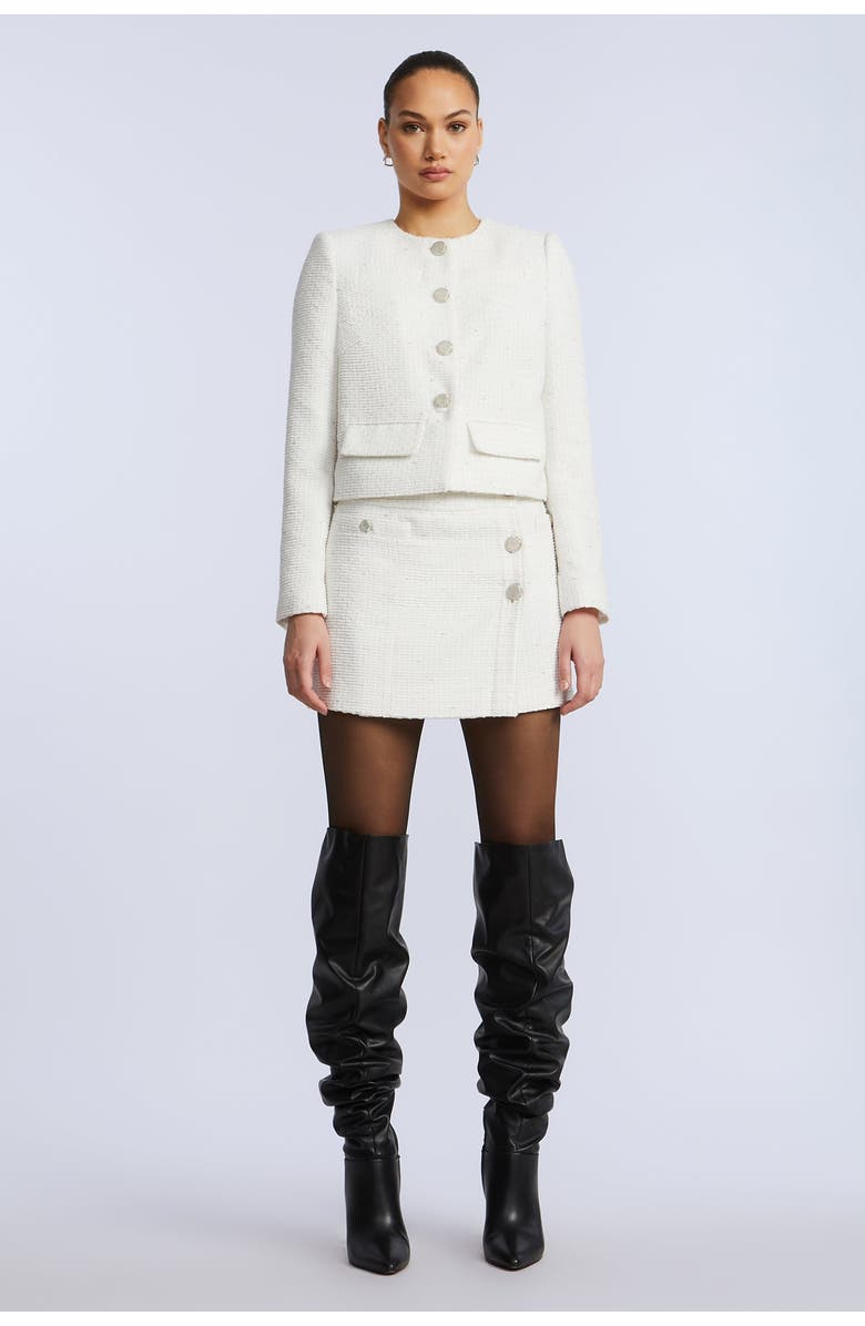 BCBGMAXAZRIA Tweed Chasseur Jacket, Alternate, color, White