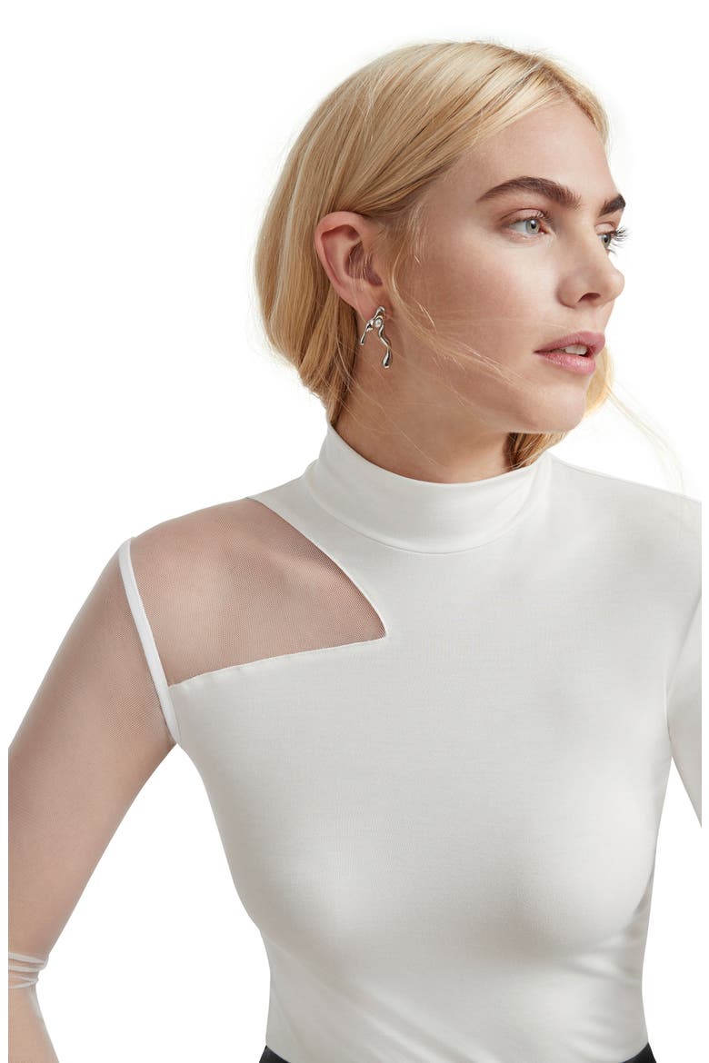 Ysabel Mesh Panel Jersey Top, Alternate, color, OFF WHITE