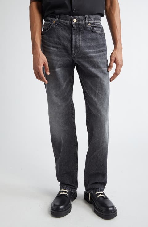 Stonewashed Straight Leg Jeans (Medium Black)