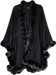 SAACHI Faux Fur Trim Cape