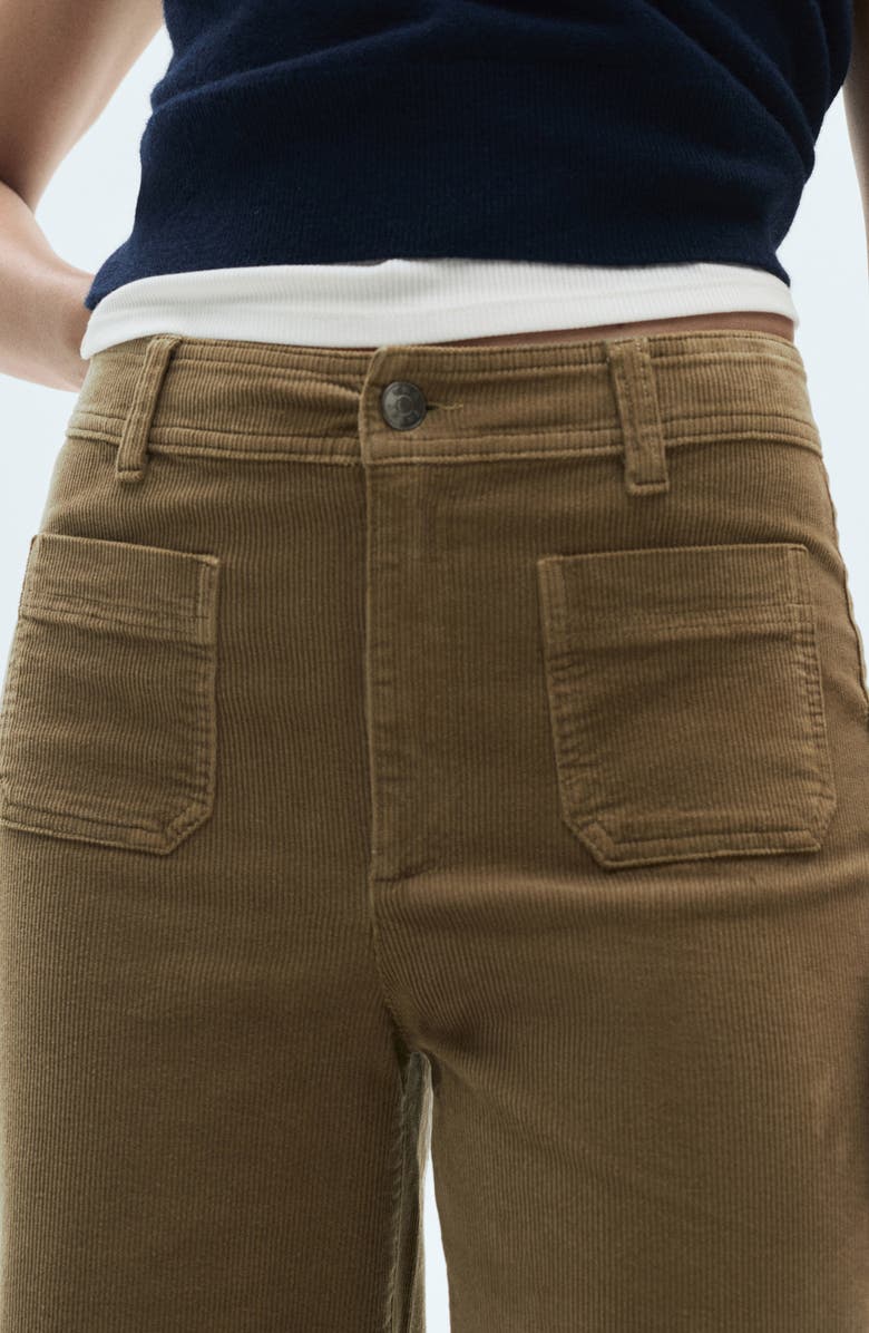 MANGO Catherin High Waist Crop Wide Leg Corduroy Culotte Pants, Alternate, color, Khaki