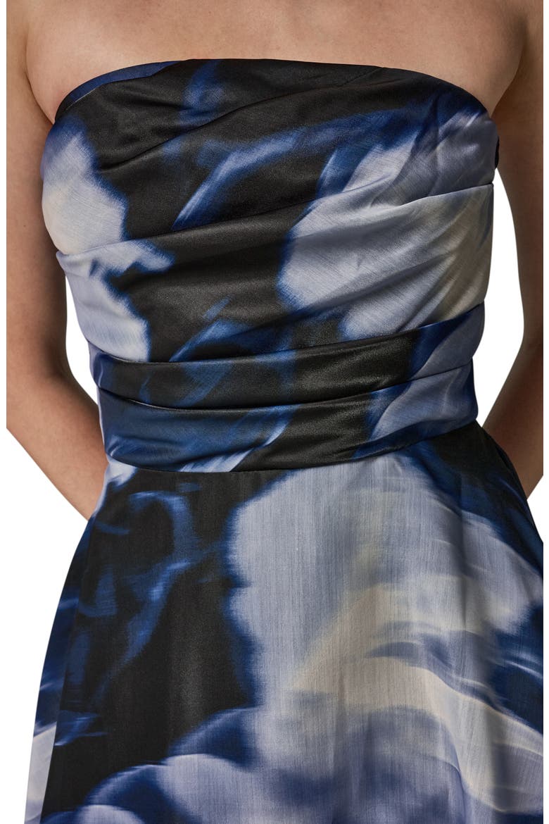 Floral Organza Strapless Gown, Alternate, color, NIGHT SKY