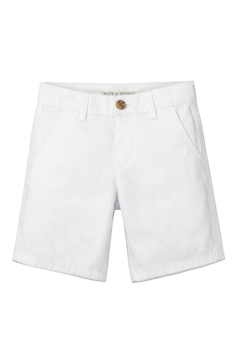 Hope & Henry Boys' Organic Stretch Chino Short, Kids, Alternate, color, White Stretch