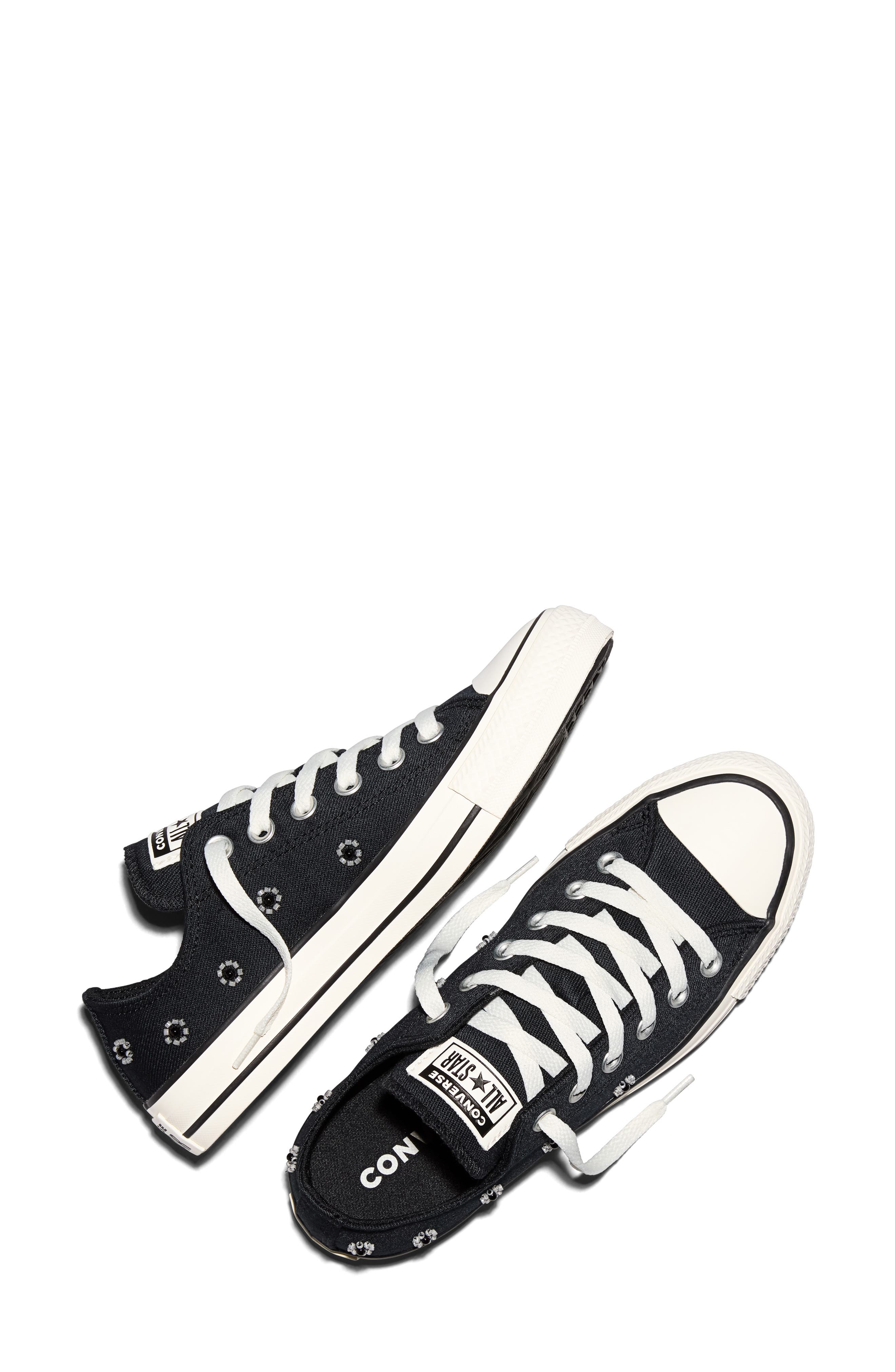 Converse Chuck Taylor<sup>®</sup> All Star<sup>®</sup> Beaded Low Top Sneaker, Alternate, color, Black/ Egret/ Black