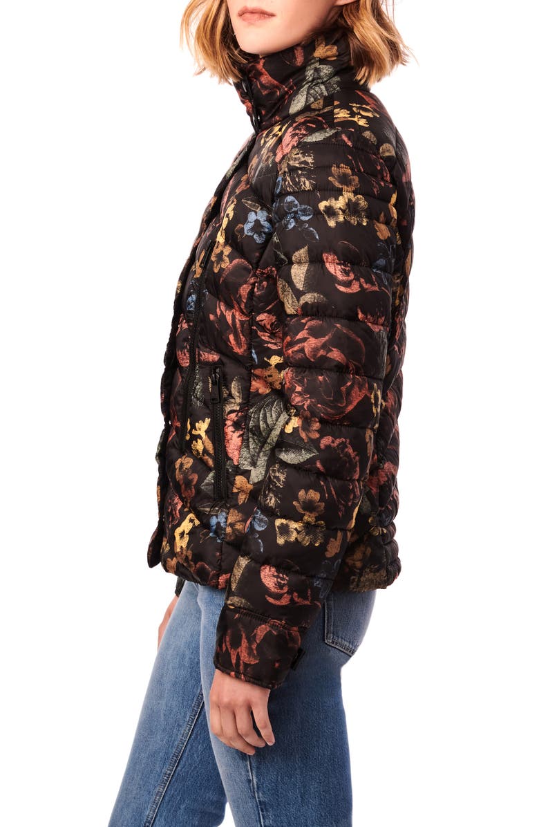 Bernardo Floral Print Water Resistant Packable Puffer Coat, Alternate, color, 