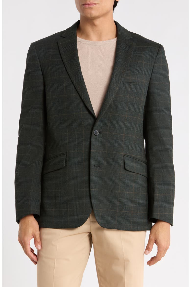 Plaid Sport Coat, Main, color, DARK OLIVE