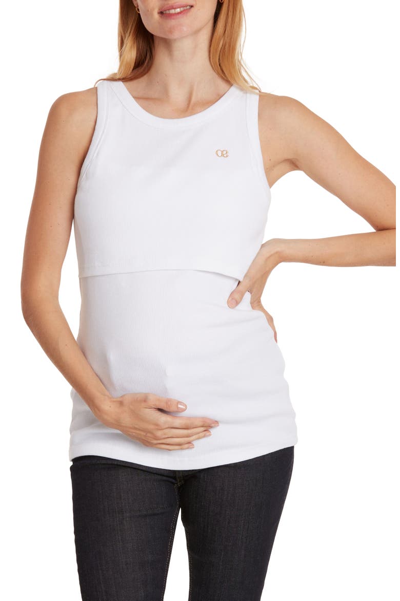 Carnac Maternity/Nursing Tank Top, Main, color, WHITE