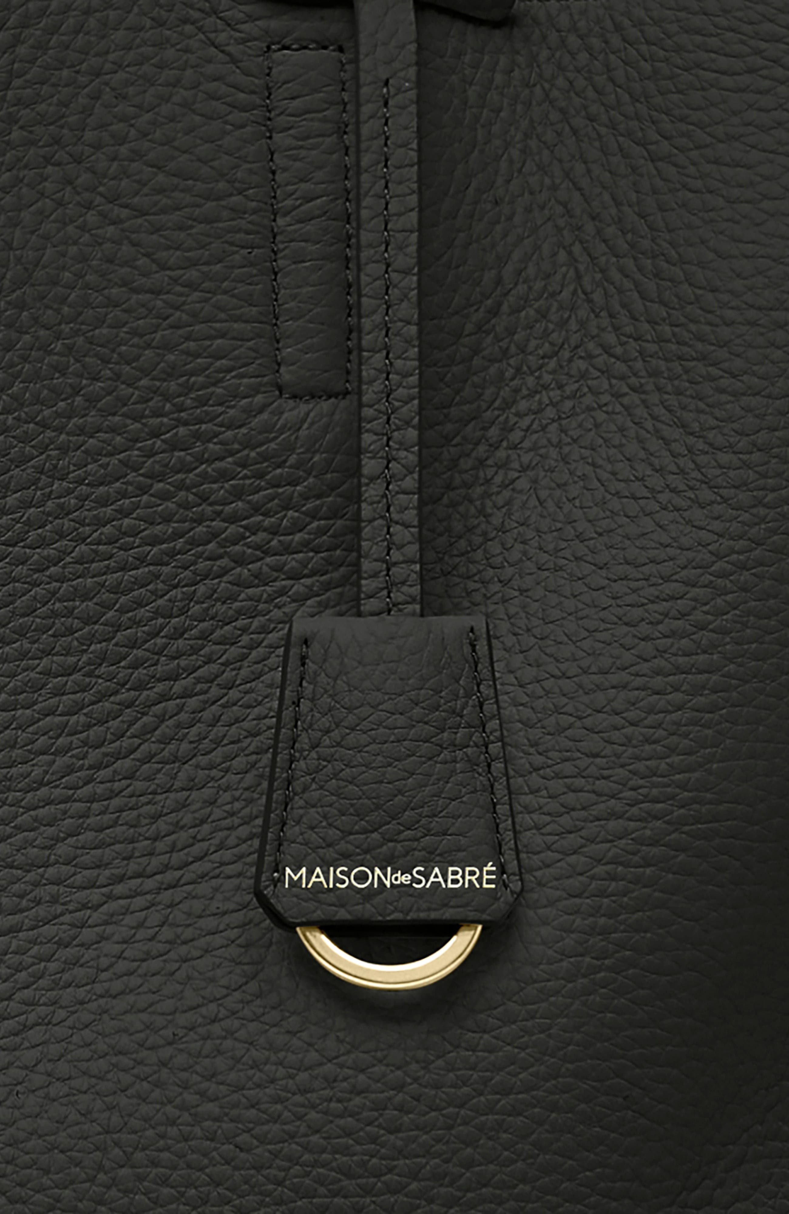 MAISON de SABRÉ Large Leather Zipped Soft Tote, Alternate, color, Black Caviar