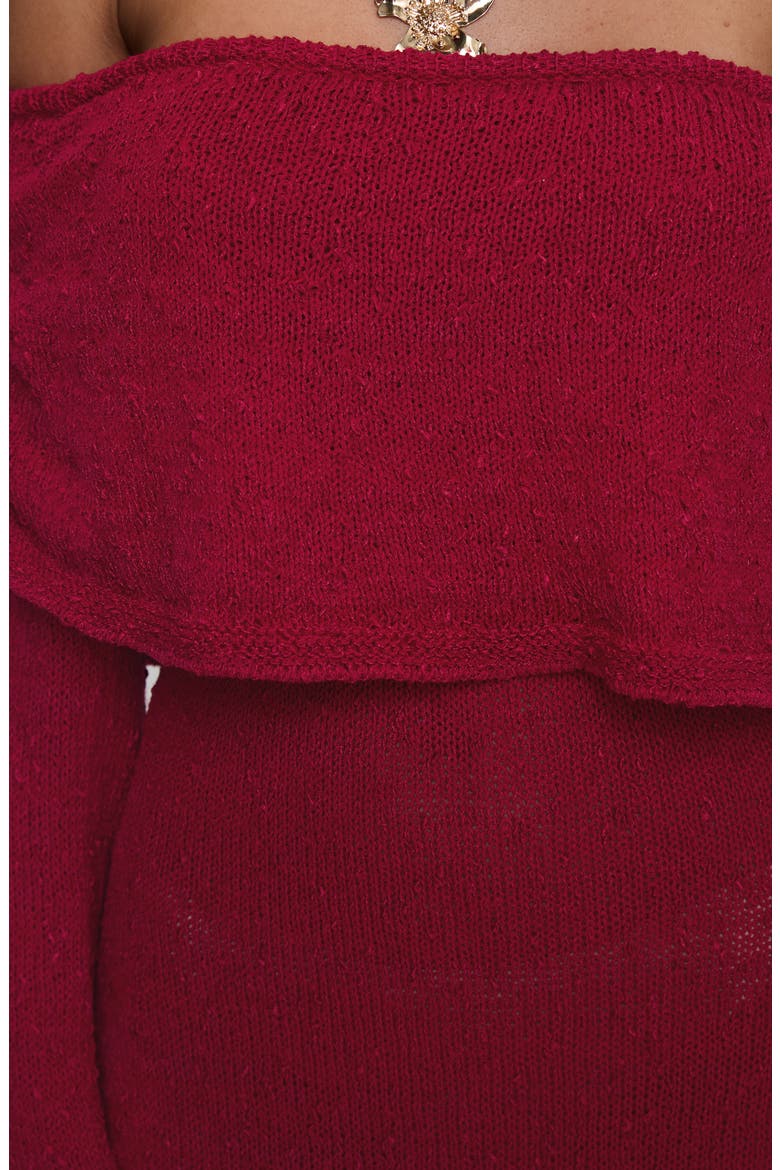Aleyah Off the Shoulder Long Sleeve Sweater Dress, Alternate, color, BURGUNDY