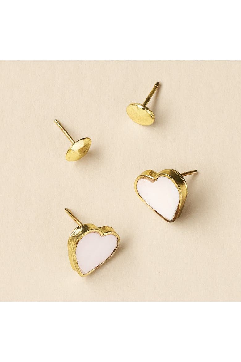 Rajani Heart Mother of Pearl Earring Set - Set of 2, Alternate, color, White